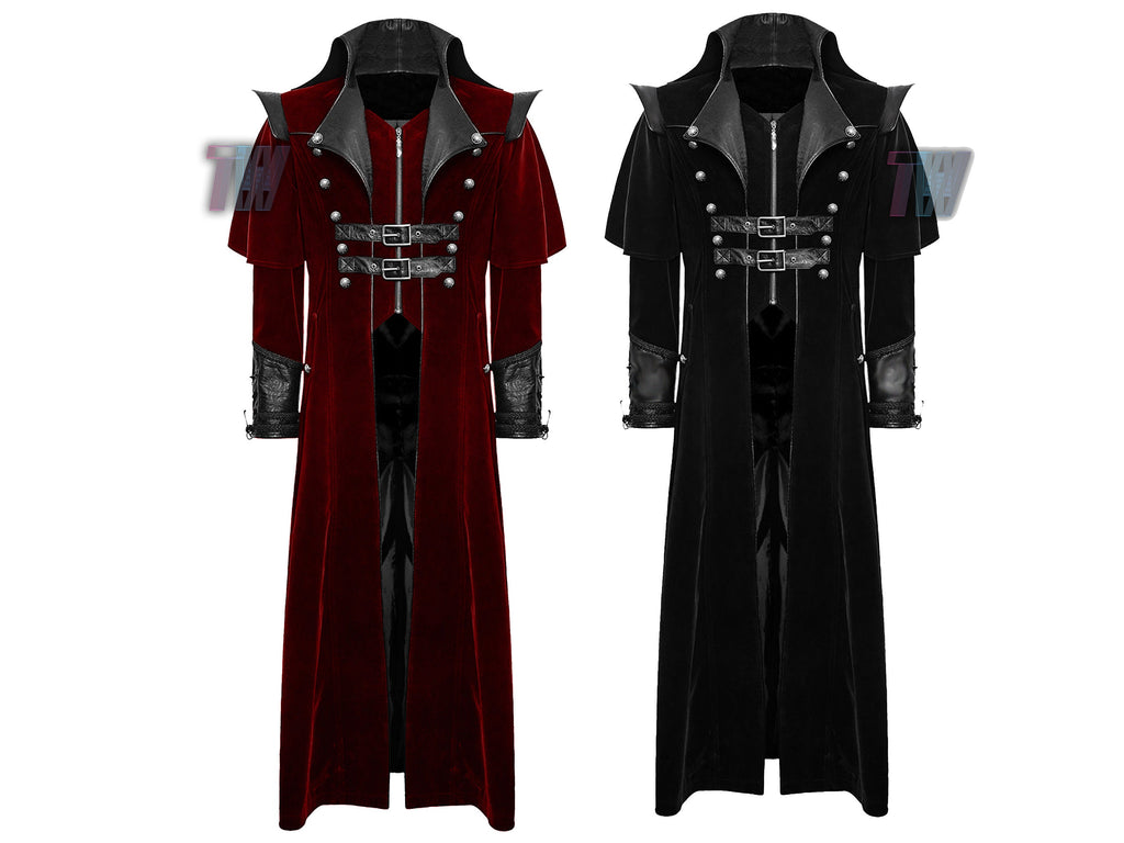 Men's Long Coat Costume Vintage Military Style Gothic Steam punk Trench Cosplay Party Pirate Jacket