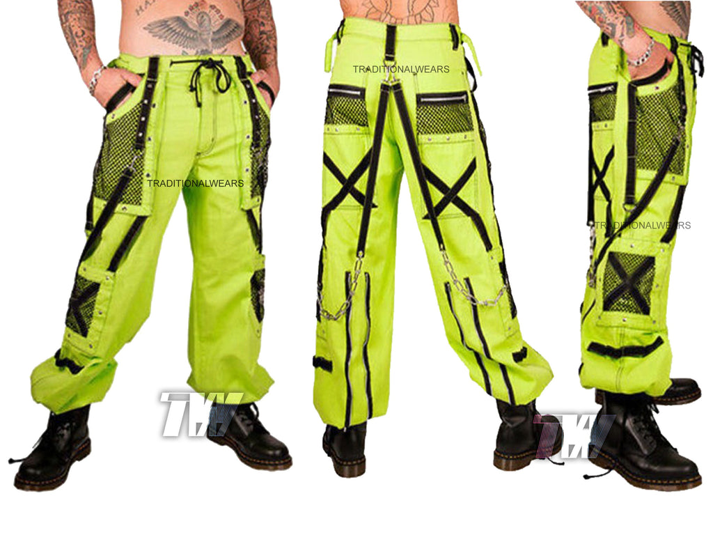 Electro Bondage Rave Gothic Cyber Chain fluorescent Jeans Punk Rock Pants