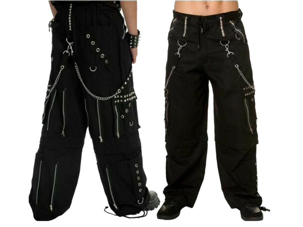 Men's Gothic Black Chrome Trousers Punk Rock Studs Metal And Chain Trouser Pant