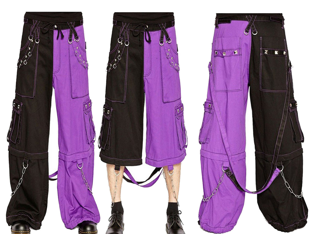 Men's Alternative Bondage Trouser Punk Rock Transformer Purple Black Baggy Pant
