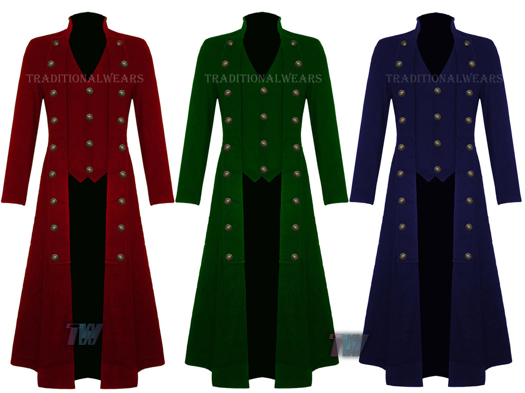 Men's Steampunk Military Trench Coat Long Jacket Gothic VTG