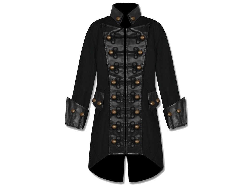 Men Goth Steampunk Copper Button Military Pirate Costume Jacket