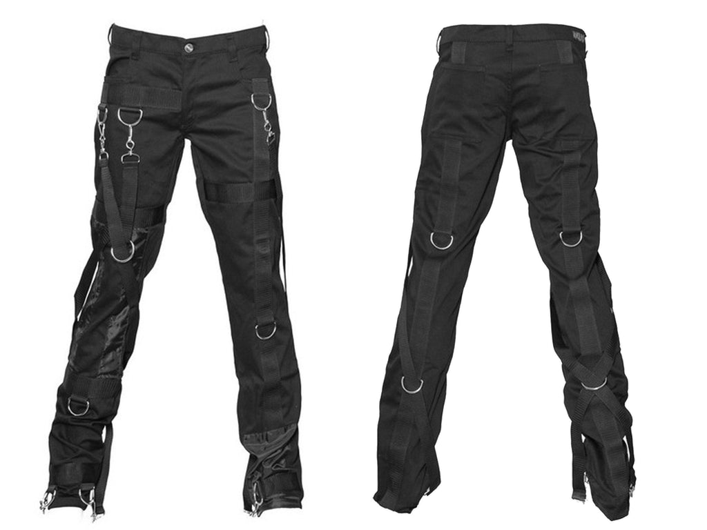 Men Black Electro Bondage Gothic Steampunk Trouser Rockstar Pant