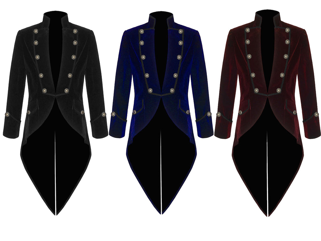 Men's Velvet Vladimir Tuxedo Jacket Tail coat Goth Steampunk Victorian