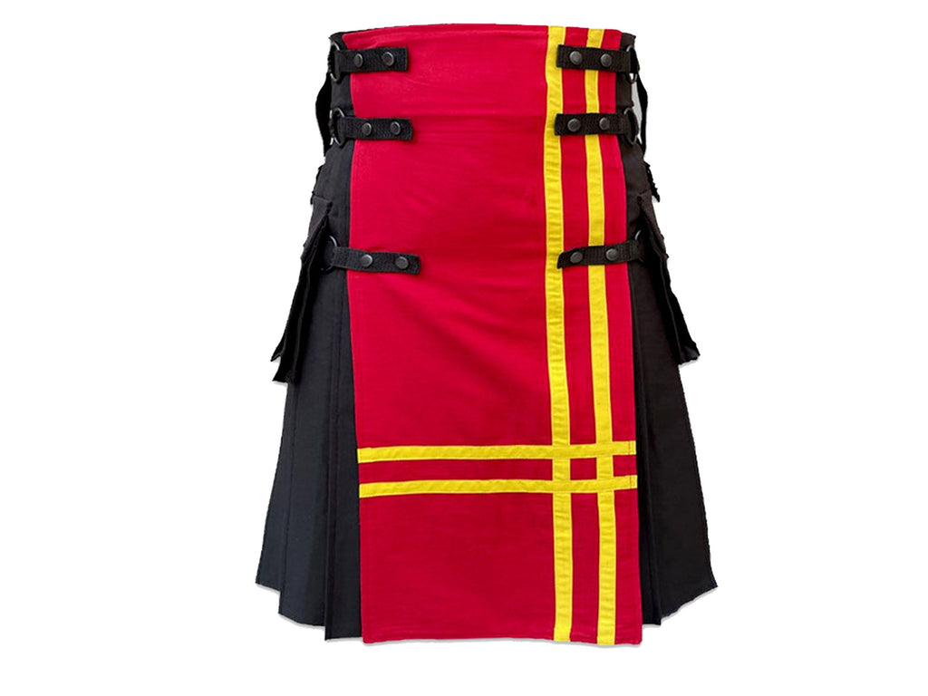 Men's Outdoor Liberty Elegant Cross Design Interchangeable Red Front Apron Hybrid Kilt