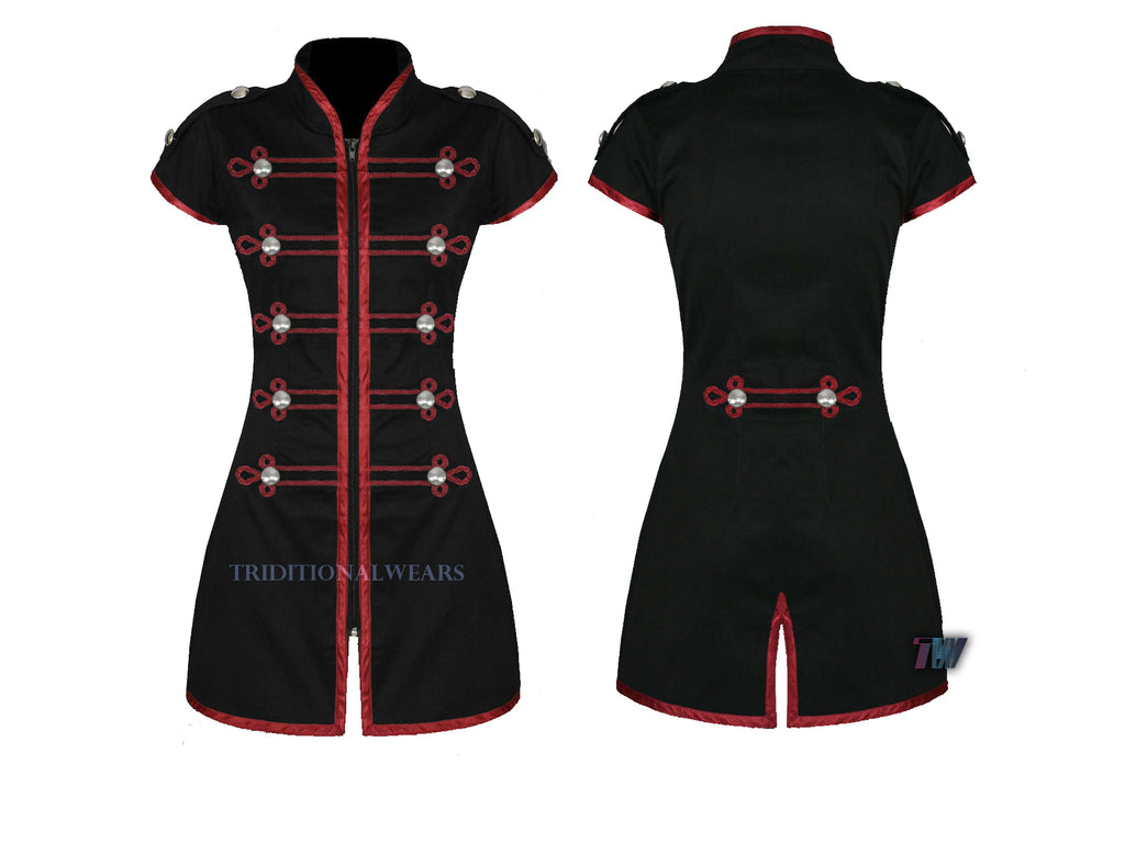 Women�s Criminal Damage Black Wine Red Steampunk Goth Drummer Military Parade