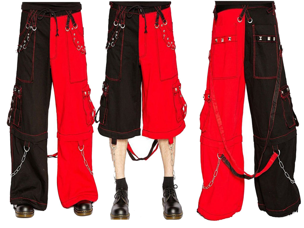 Men's Bondage Trouser Punk Rock Transformer Red Baggy Black Pant