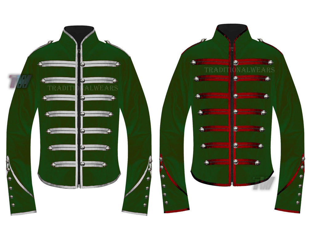 Men's Gothic Military Parade Marching Jacket Steampunk EMO Army Band Drummer Jacket