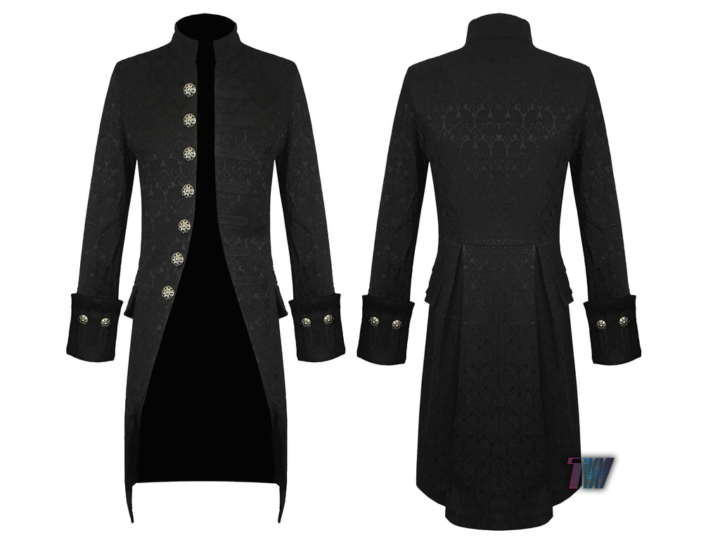 Men�s Black Frock Long Victorian Coat Gothic Jacket Steam Punk Pirate Vampire