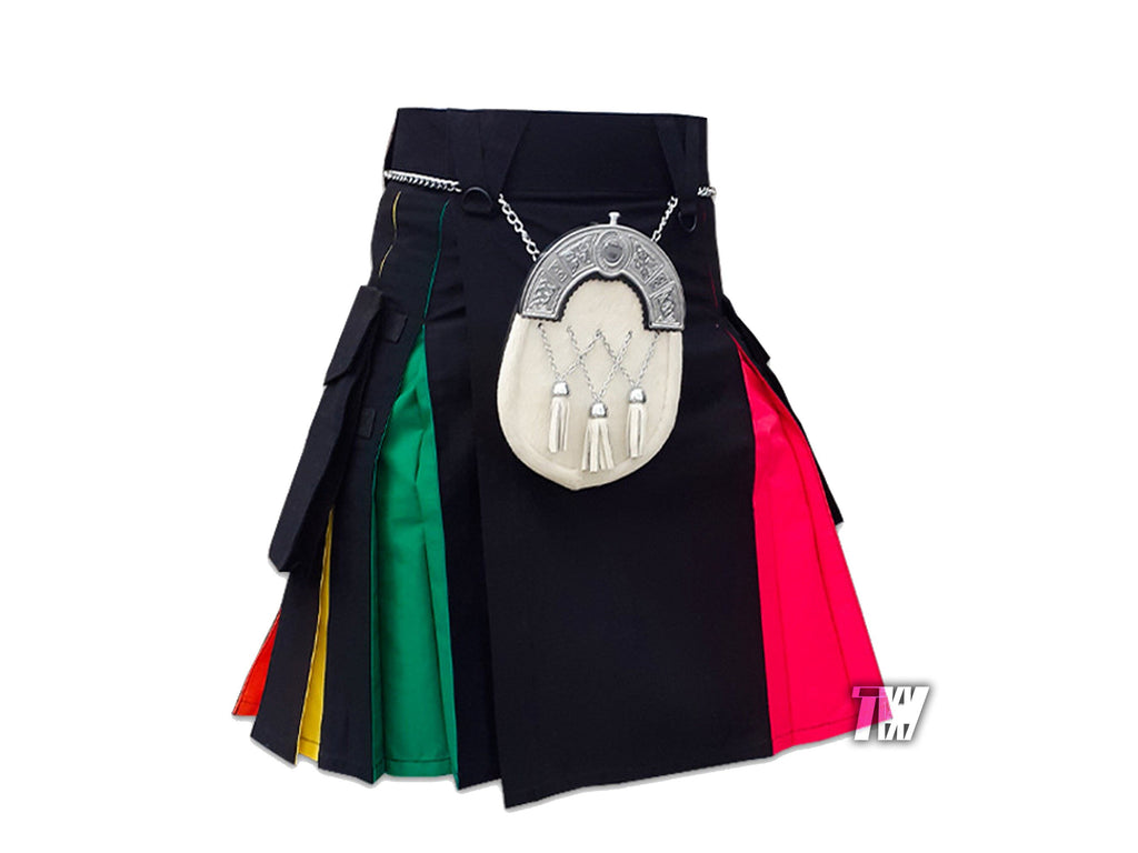 New Men Stylish Rainbow LGBT Pride Hybrid Fashion Utility Kilt Cotton Scottish Heritage Kilt